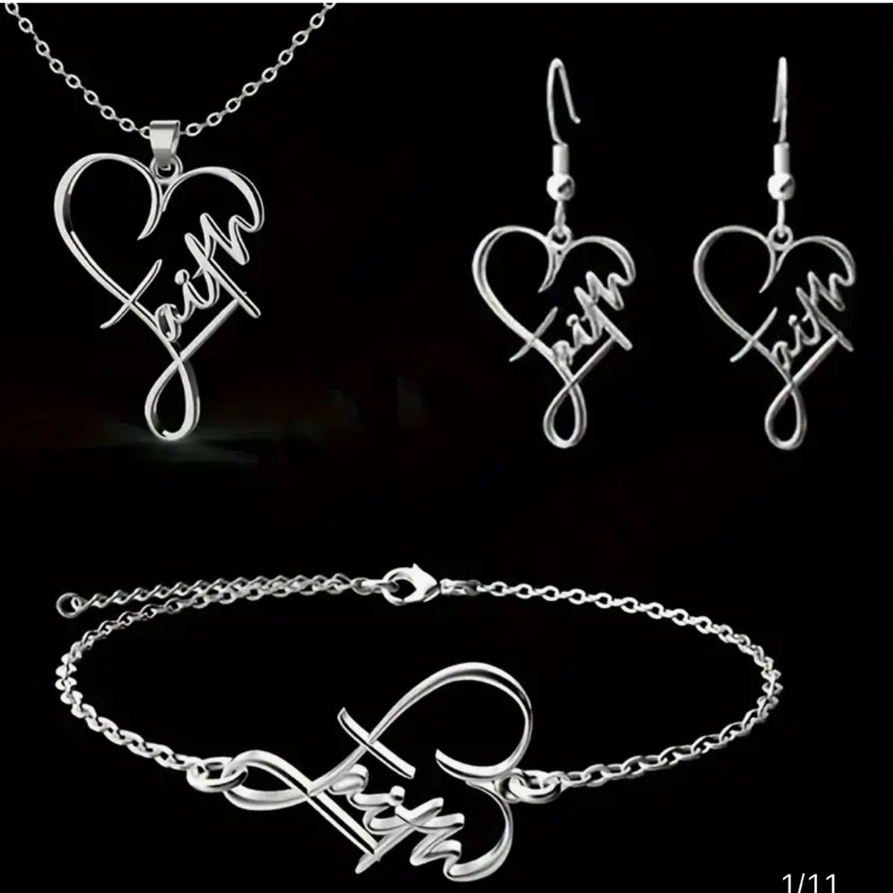 Faith Necklace Earrings AND Bracelet